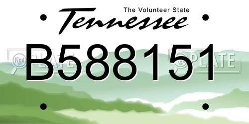B588151 Tennessee License Plate