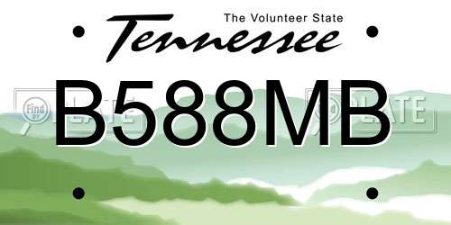 B588MB Tennessee License Plate