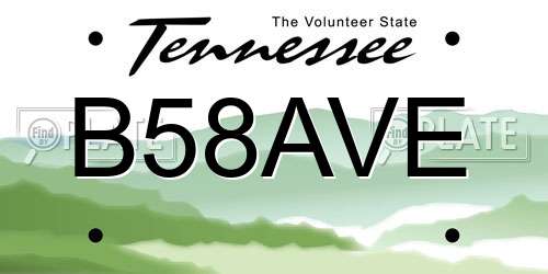 B58AVE Tennessee License Plate