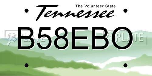 B58EBO Tennessee License Plate