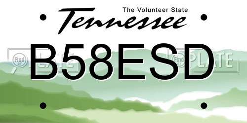 B58ESD Tennessee License Plate