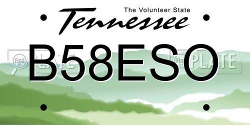 B58ESO Tennessee License Plate