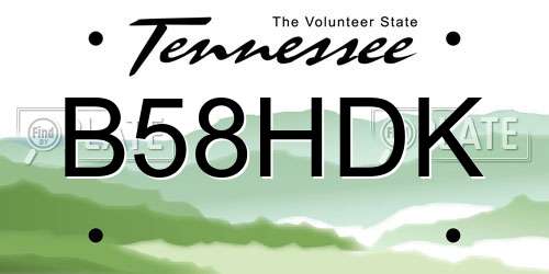 B58HDK Tennessee License Plate