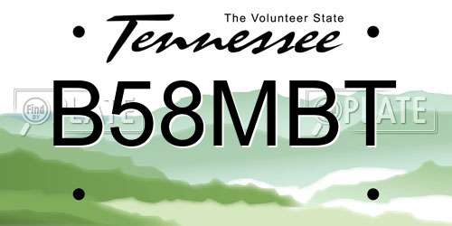 B58MBT Tennessee License Plate