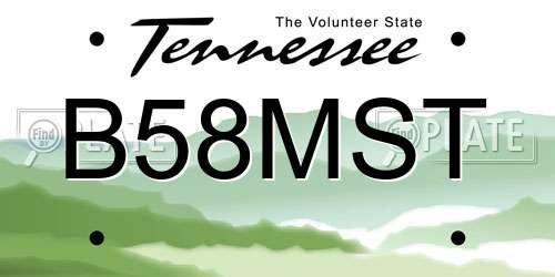 B58MST Tennessee License Plate