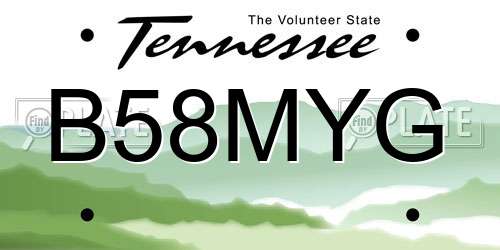 B58MYG Tennessee License Plate