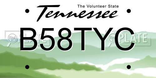 B58TYC Tennessee License Plate