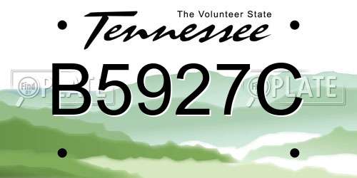 B5927C Tennessee License Plate