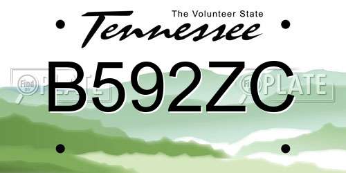 B592ZC Tennessee License Plate