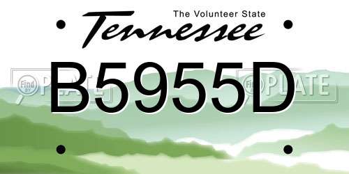 B5955D Tennessee License Plate