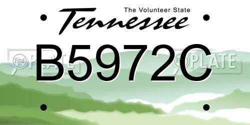 B5972C Tennessee License Plate