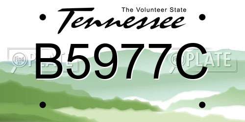B5977C Tennessee License Plate