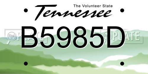 B5985D Tennessee License Plate