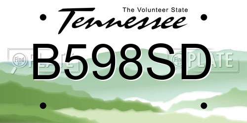 B598SD Tennessee License Plate