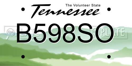 B598SO Tennessee License Plate