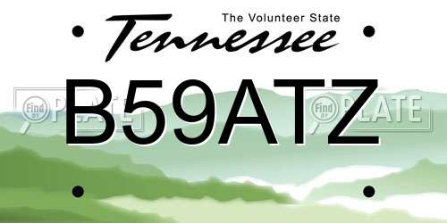 B59ATZ Tennessee License Plate