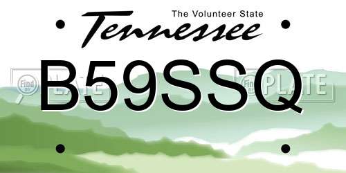 B59SSQ Tennessee License Plate