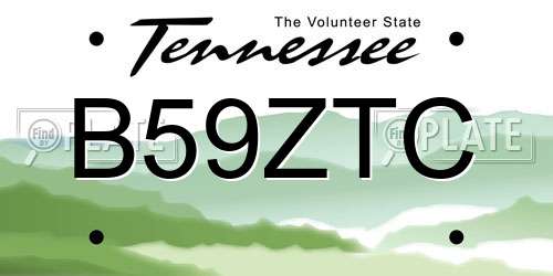 B59ZTC Tennessee License Plate
