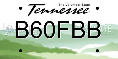 B60FBB Tennessee License Plate