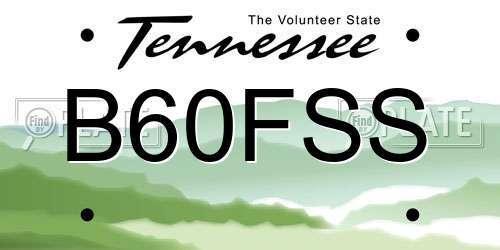B60FSS Tennessee License Plate