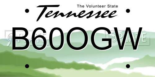 B60OGW Tennessee License Plate