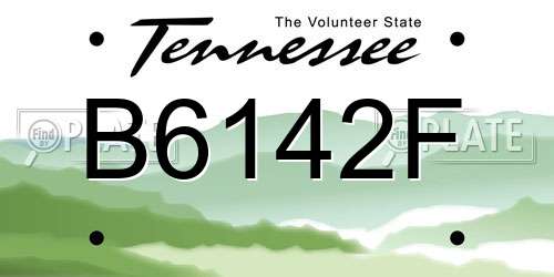 B6142F Tennessee License Plate