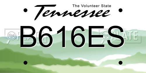 B616ES Tennessee License Plate