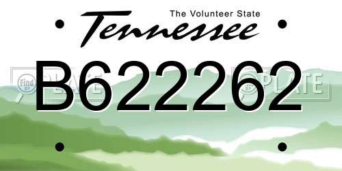 B622262 Tennessee License Plate