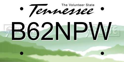 B62NPW Tennessee License Plate
