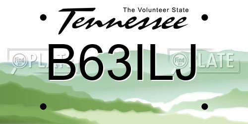 B63ILJ Tennessee License Plate