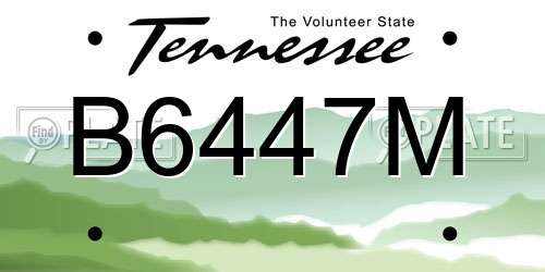 B6447M Tennessee License Plate
