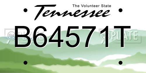 B64571T Tennessee License Plate