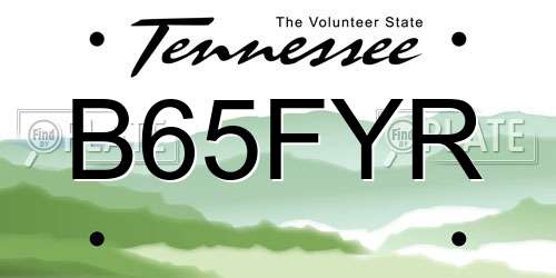 B65FYR Tennessee License Plate