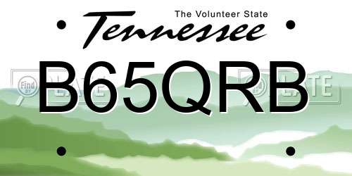 B65QRB Tennessee License Plate