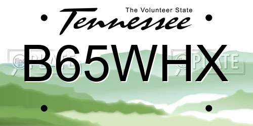 B65WHX Tennessee License Plate