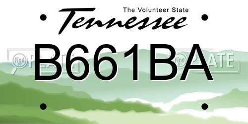 B661BA Tennessee License Plate