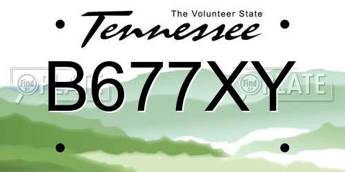 B677XY Tennessee License Plate