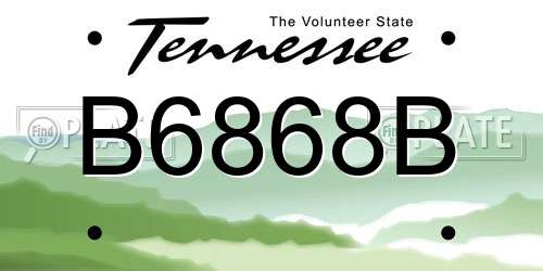 B6868B Tennessee License Plate