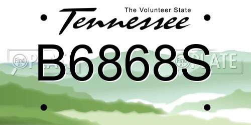 B6868S Tennessee License Plate