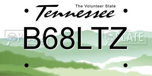 B68LTZ Tennessee License Plate