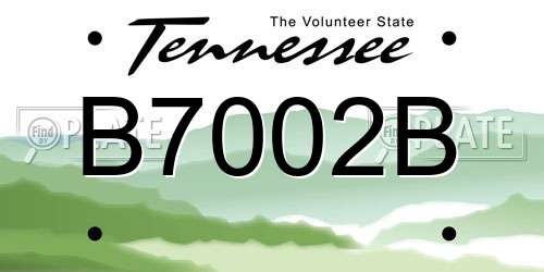 B7002B Tennessee License Plate