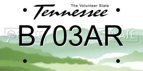 B703AR Tennessee License Plate