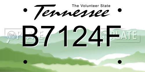 B7124F Tennessee License Plate