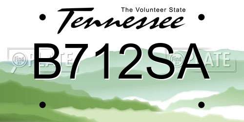 B712SA Tennessee License Plate