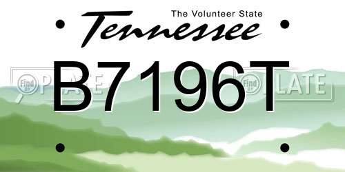 B7196T Tennessee License Plate