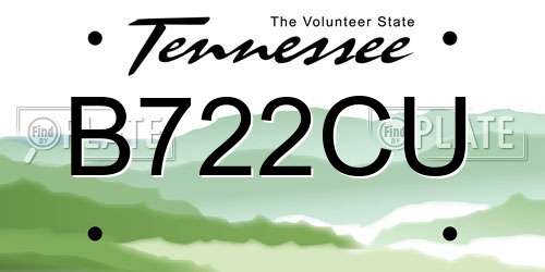 B722CU Tennessee License Plate