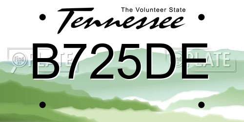 B725DE Tennessee License Plate