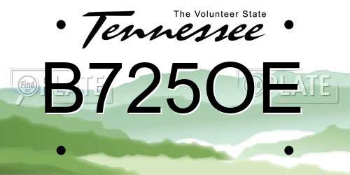 B725OE Tennessee License Plate