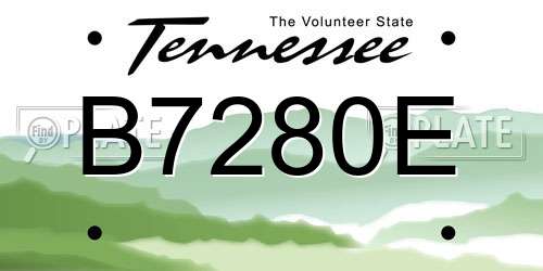 B7280E Tennessee License Plate