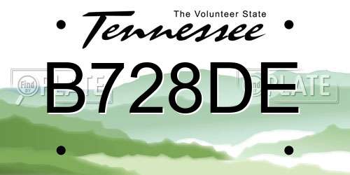 B728DE Tennessee License Plate